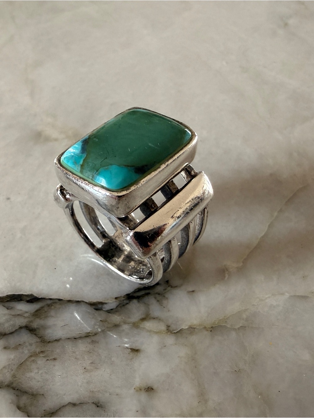 Sterling Silver Green Turquoise Statement Ring Beth Dutton Yellowstone Inspired